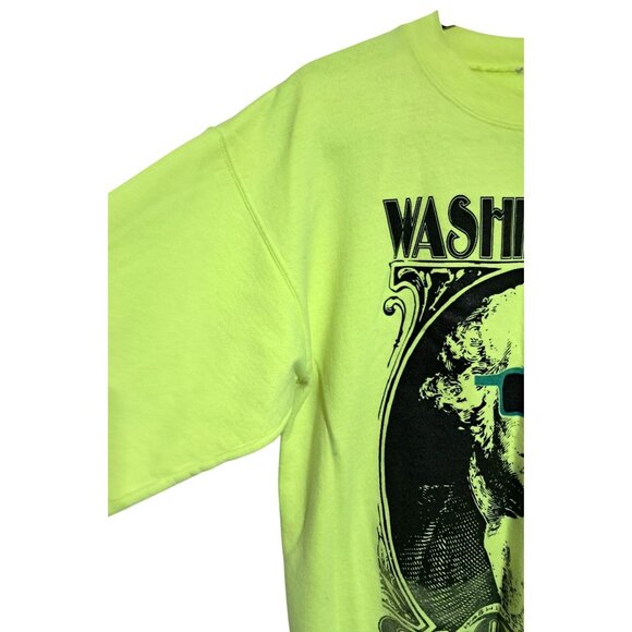 Washington Grown Graphic Neon Yellow Green Crewneck Sweatshirt By Disidual Mens - Picture 5 of 7